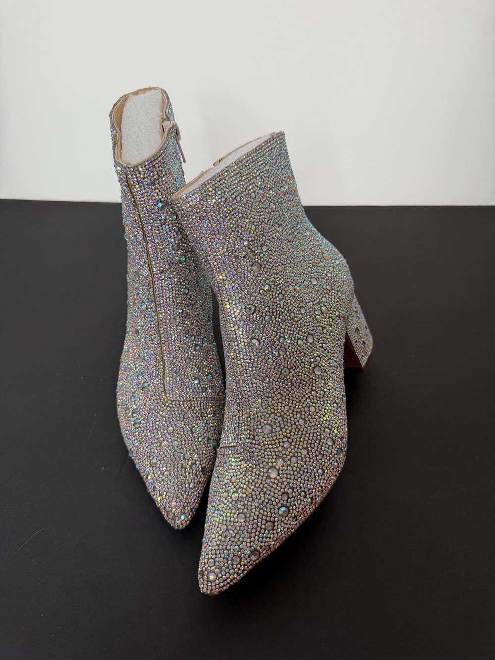 Blue by Betsey Johnson Iridescent Crystal Embellished Ankle Booties